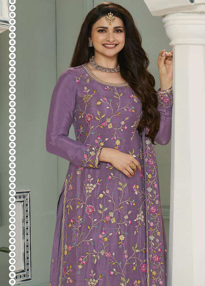 3 Pc Onion Pink Semi Stitched Viscose Suit Set