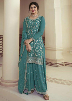 3 Pc Rama Semi Stitched Silk Suit Set