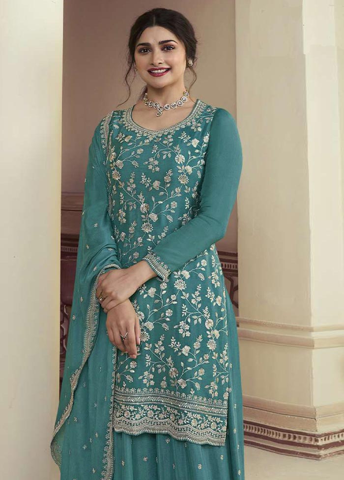 3 Pc Rama Semi Stitched Silk Suit Set