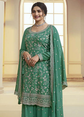 3 Pc Rama Semi Stitched Silk Suit Set