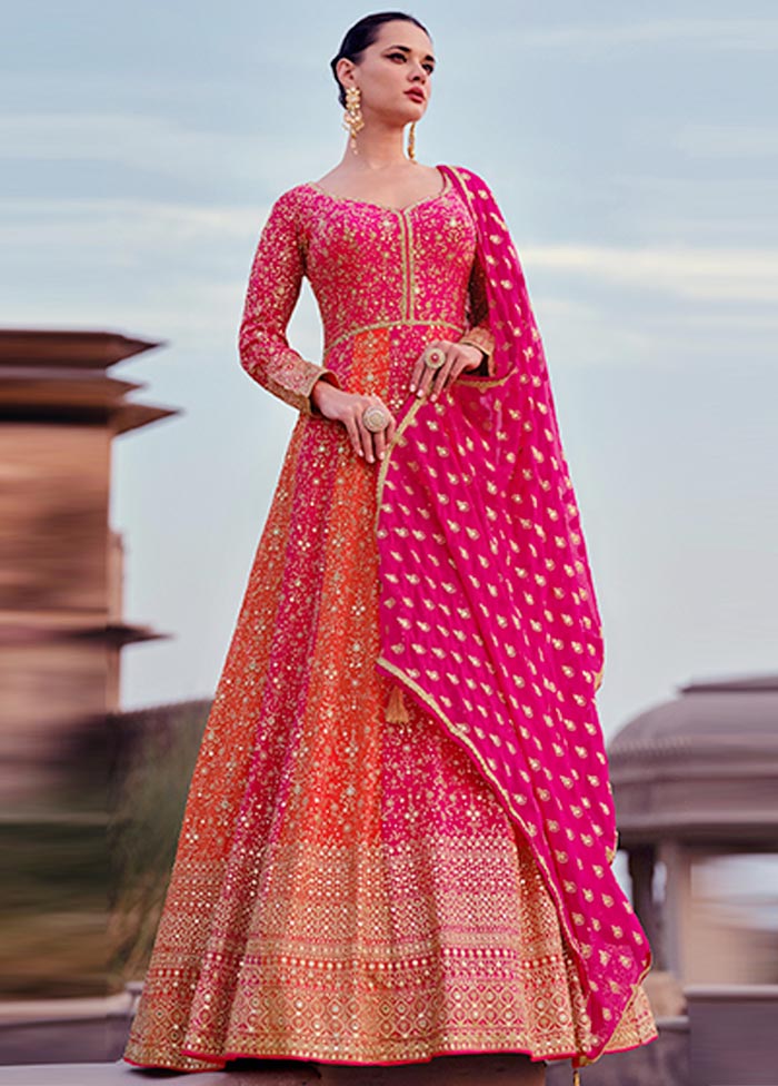 3 Pc Multicolor Semi Stitched Georgette Suit Set