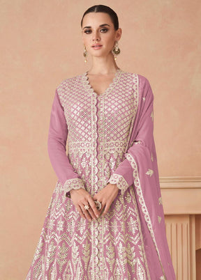 3 Pc Pink Semi Stitched Georgette Suit Set