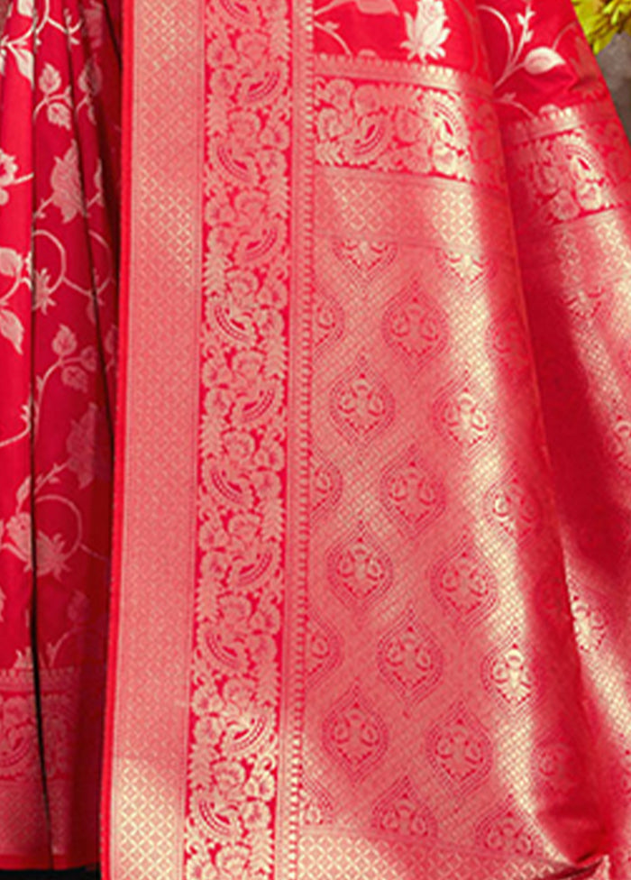 Red Spun Silk Saree With Blouse Piece - Indian Silk House Agencies