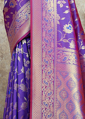 Violet Spun Silk Saree With Blouse Piece - Indian Silk House Agencies