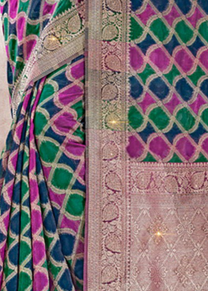 Dark Pink Organza Saree With Blouse Piece - Indian Silk House Agencies