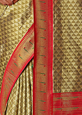 Golden Spun Silk Saree With Blouse Piece - Indian Silk House Agencies
