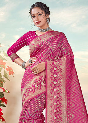 Pink Organza Saree With Blouse Piece - Indian Silk House Agencies