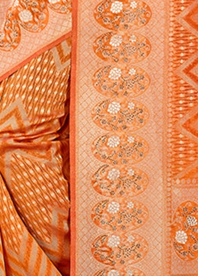 Orange Organza Saree With Blouse Piece - Indian Silk House Agencies