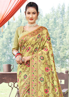 Light Yellow Spun Silk Saree With Blouse Piece - Indian Silk House Agencies