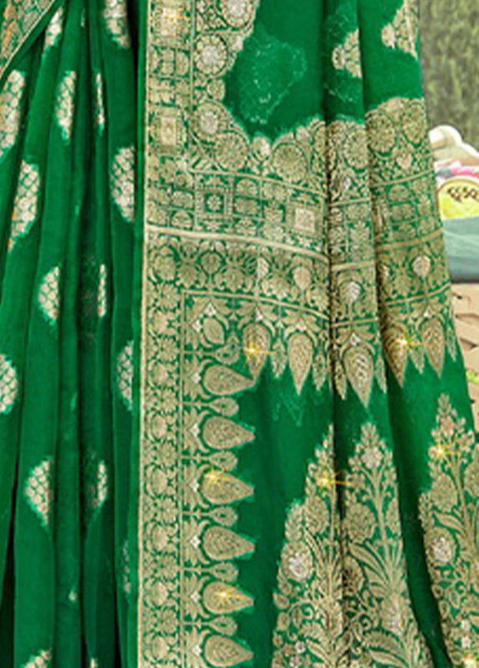 Green Organza Saree With Blouse Piece - Indian Silk House Agencies