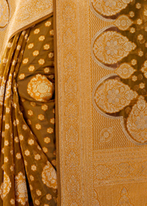 Brownish Green Organza Saree With Blouse Piece - Indian Silk House Agencies