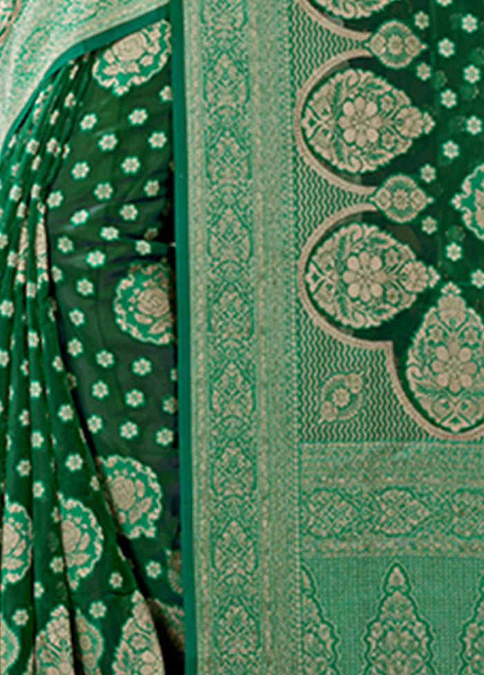 Green Organza Saree With Blouse Piece - Indian Silk House Agencies