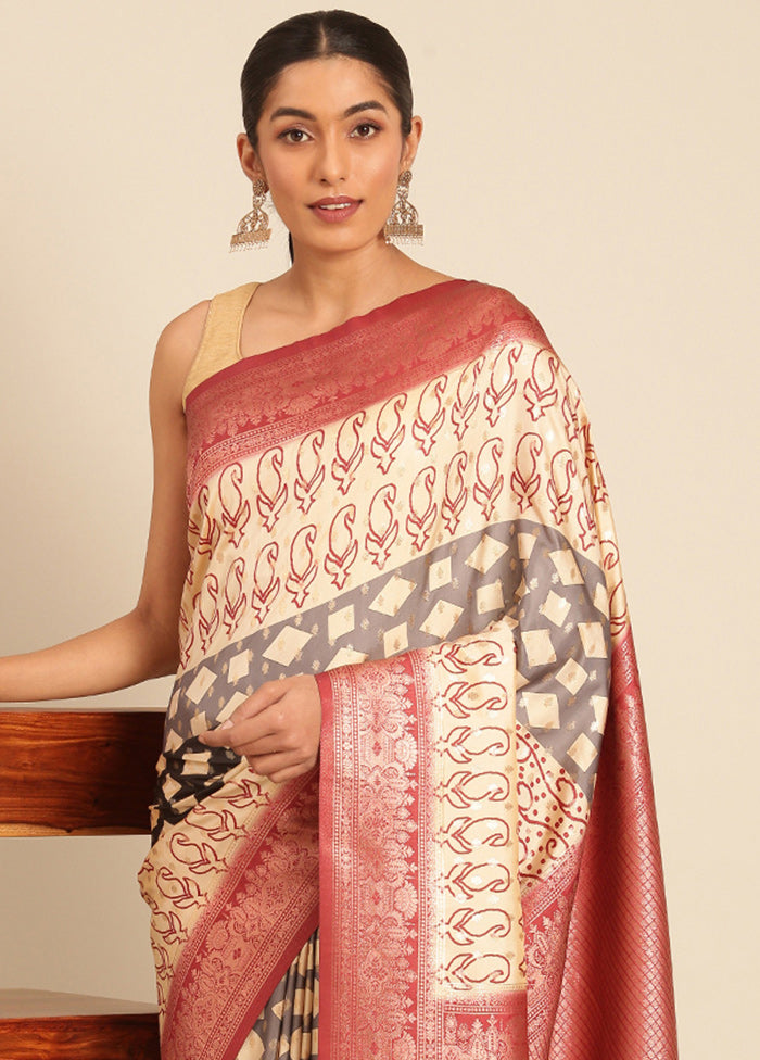 Multicolor Dupion Silk Saree With Blouse Piece