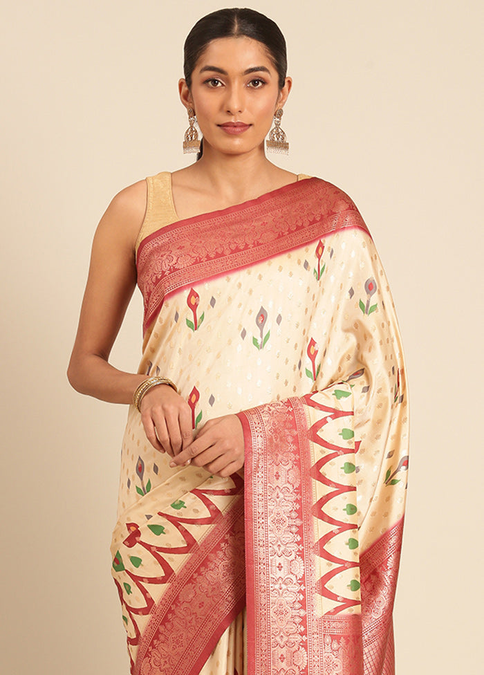 Multicolor Dupion Silk Saree With Blouse Piece