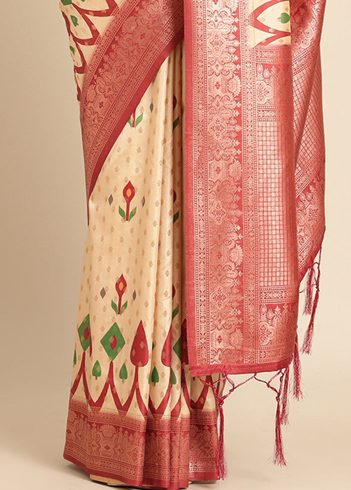 Multicolor Dupion Silk Saree With Blouse Piece