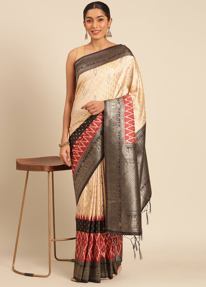 Multicolor Dupion Silk Saree With Blouse Piece