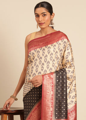 Multicolor Dupion Silk Saree With Blouse Piece