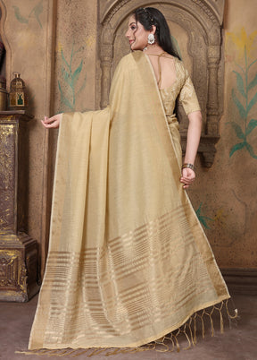 Beige Silk Saree With Blouse Piece - Indian Silk House Agencies