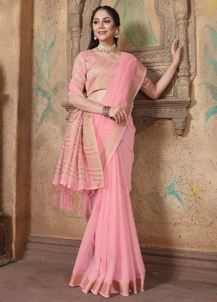 PInk Silk Saree With Blouse Piece - Indian Silk House Agencies