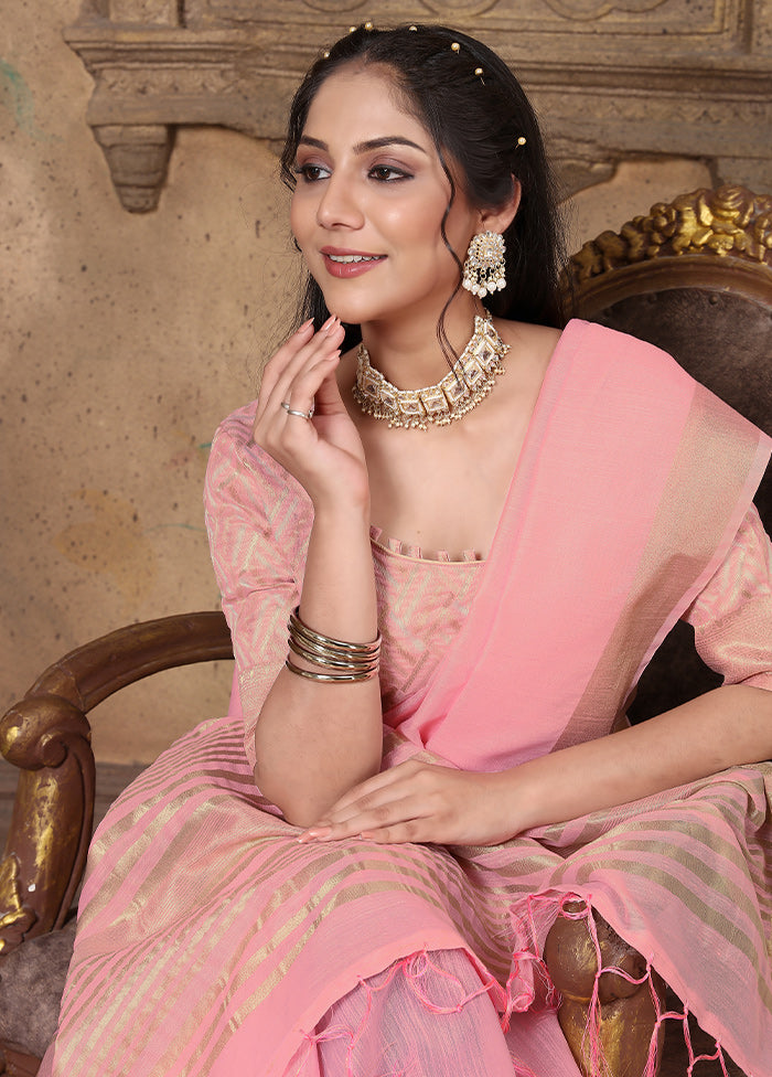 PInk Silk Saree With Blouse Piece - Indian Silk House Agencies