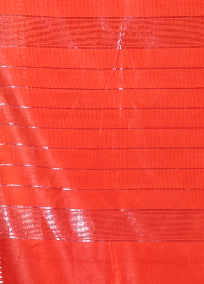 Red Spun Silk Saree With Blouse Piece - Indian Silk House Agencies