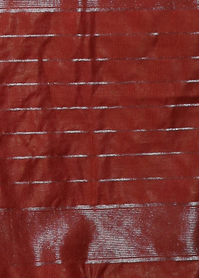 Garnet Red Spun Silk Saree With Blouse Piece - Indian Silk House Agencies