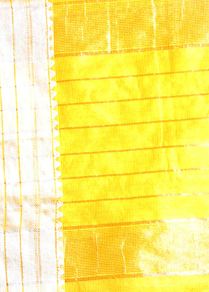 Yellow Spun Silk Saree With Blouse Piece - Indian Silk House Agencies