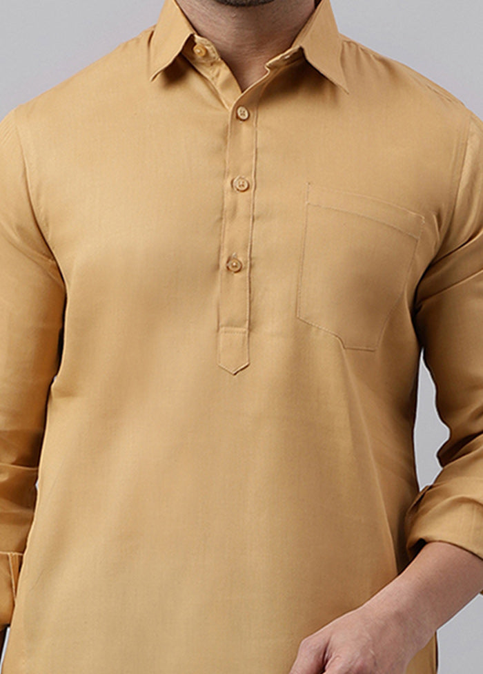 Cream Cotton Jacquard Long Kurta