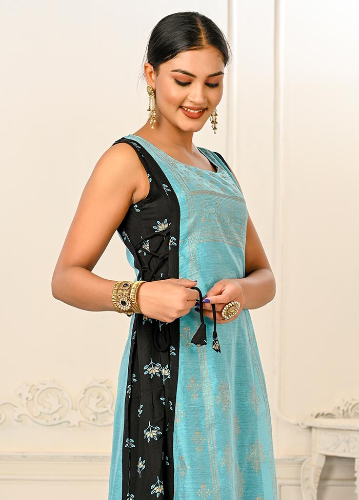 Light Blue Readymade Cotton Kurti - Indian Silk House Agencies
