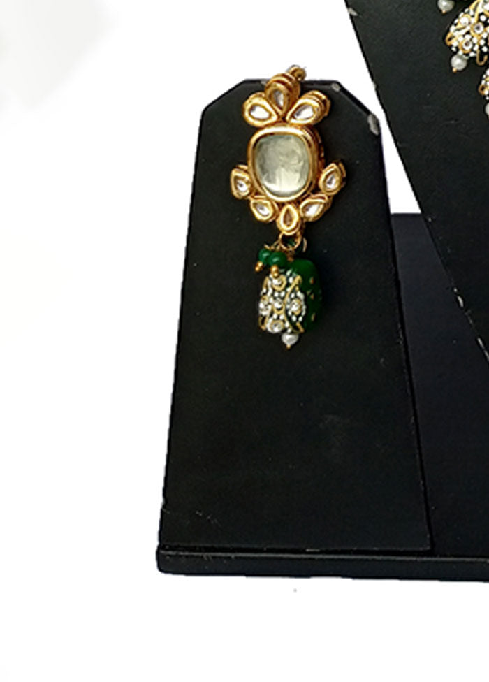 Gold Plated Kundan Jewellery Set With Green Polki - Indian Silk House Agencies