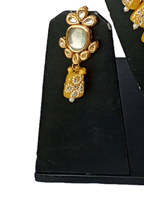 Gold Plated Kundan Jewellery Set With Yellow Polki - Indian Silk House Agencies