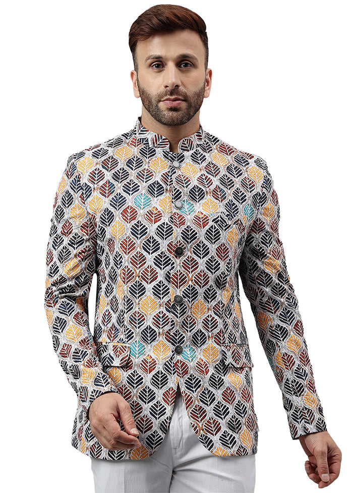 Multicolor Viscose Printed Blazer