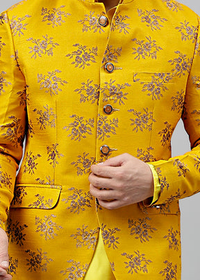 Yellow Viscose Jacquard Blazer