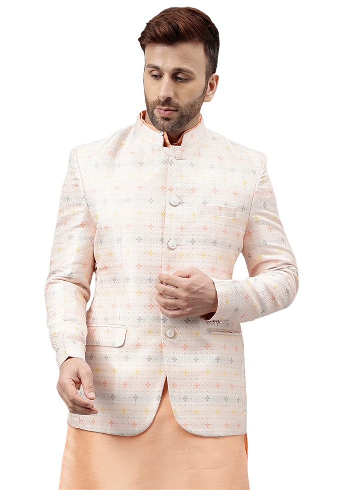 Peach Viscose Jacquard Blazer