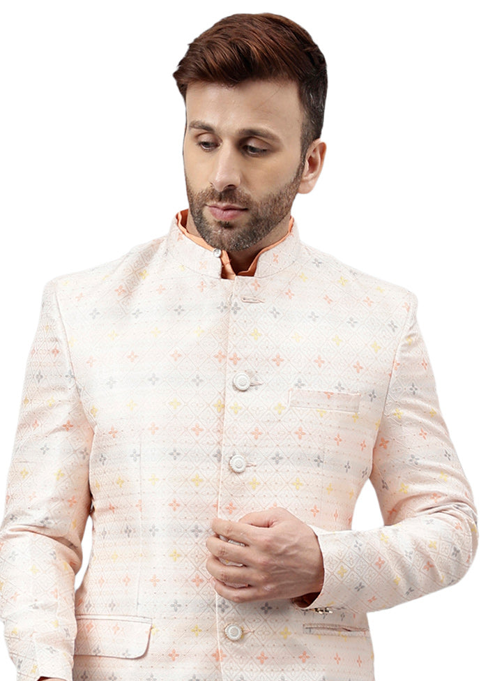 Peach Viscose Jacquard Blazer