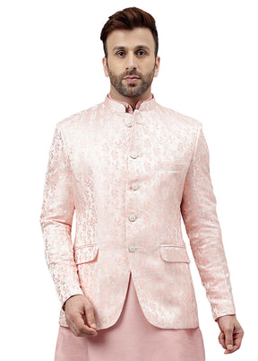 Pink Viscose Jacquard Blazer