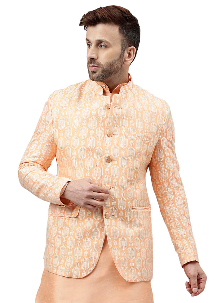 Peach Viscose Jacquard Blazer