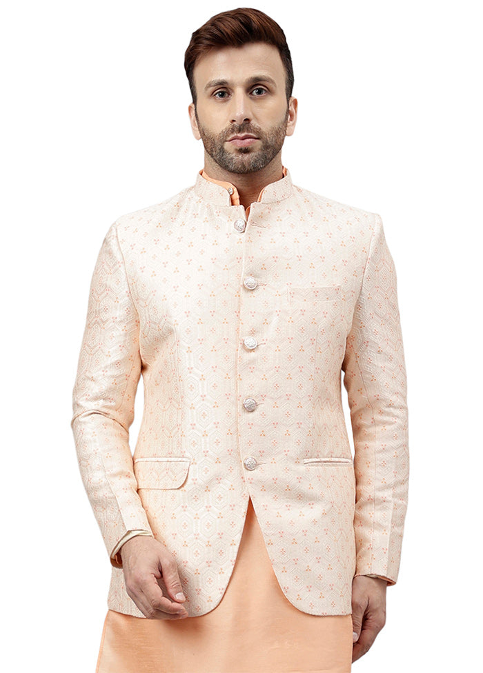 Peach Viscose Jacquard Blazer