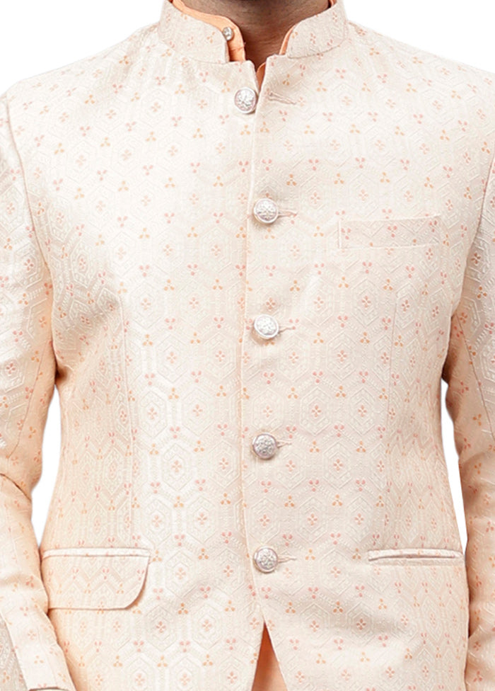 Peach Viscose Jacquard Blazer