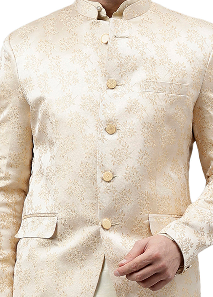 Cream Viscose Jacquard Blazer