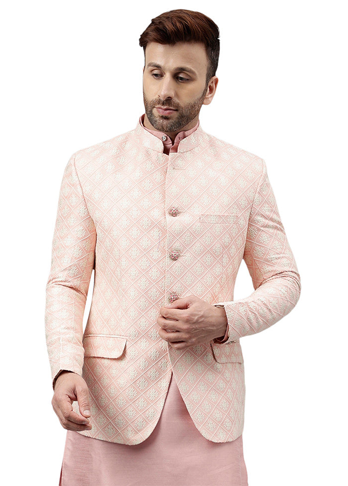 Pink Viscose Jacquard Blazer