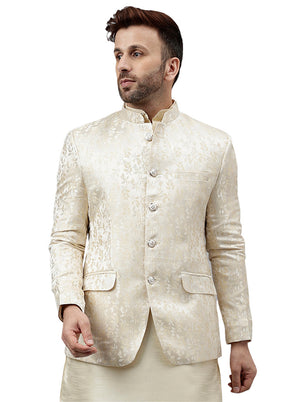 Cream Viscose Jacquard Blazer