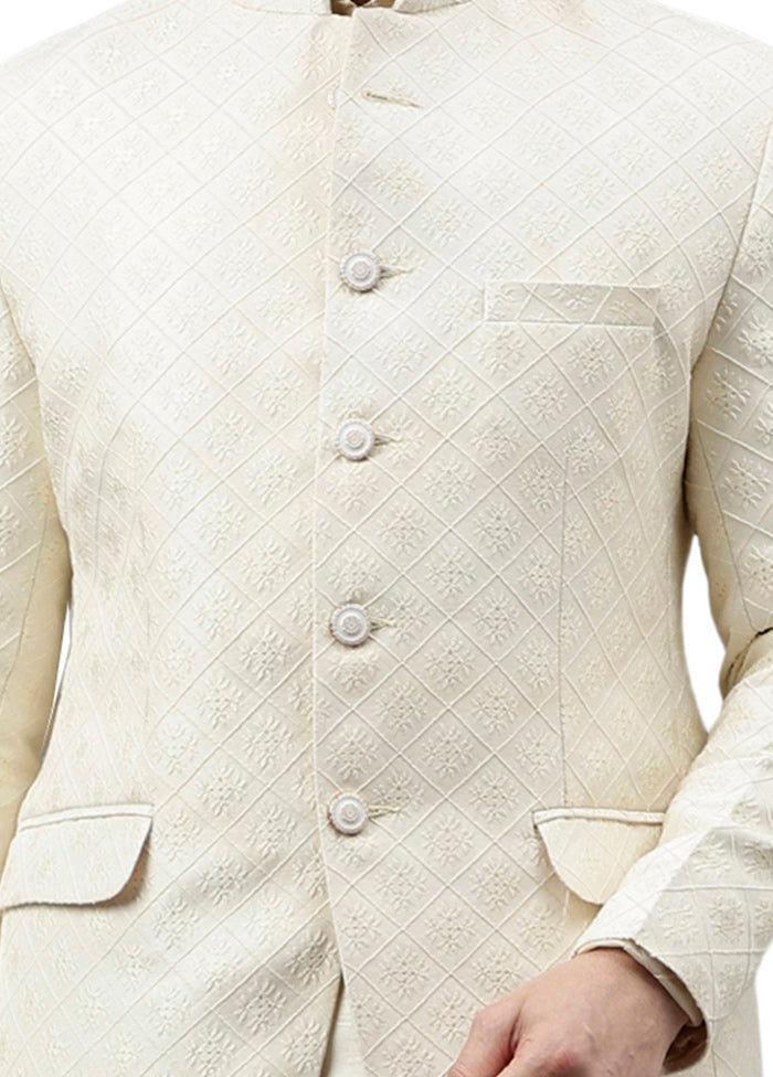 Cream Viscose Jacquard Blazer