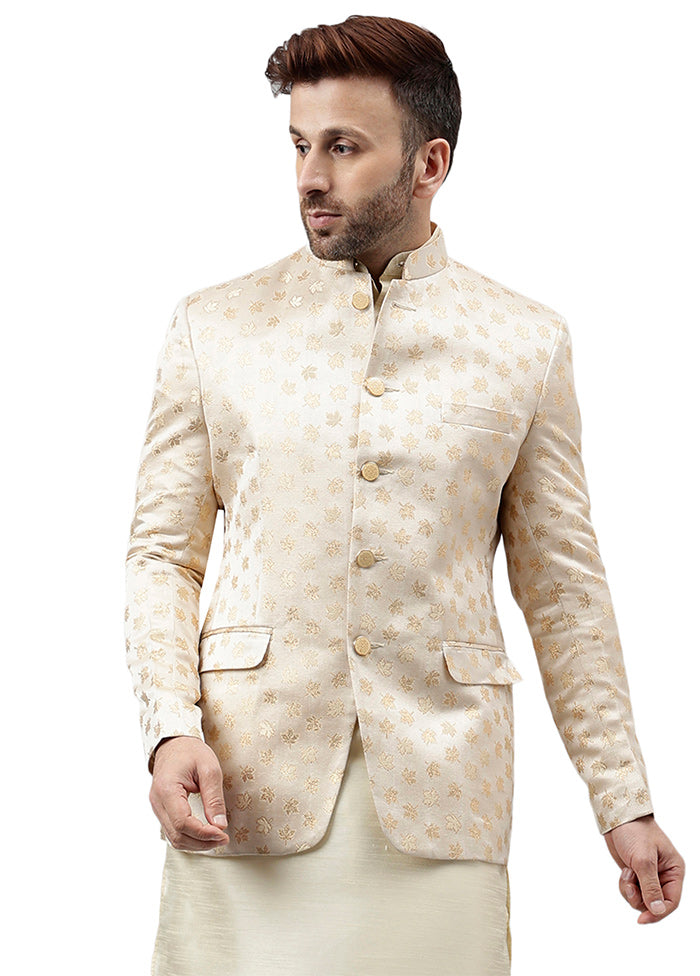 Cream Viscose Jacquard Blazer