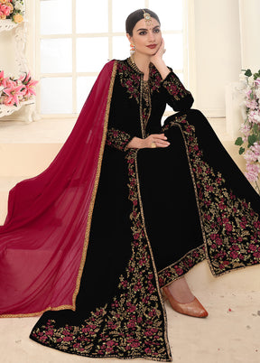 3 Pc Black Unstitched Georgett Suit Set With Dupatta VDDIT2803289 - Indian Silk House Agencies