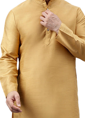 Cream Dupion Silk Solid Kurta