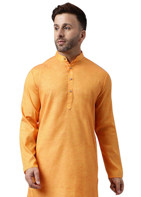 Orange Silk Jacquard Kurta