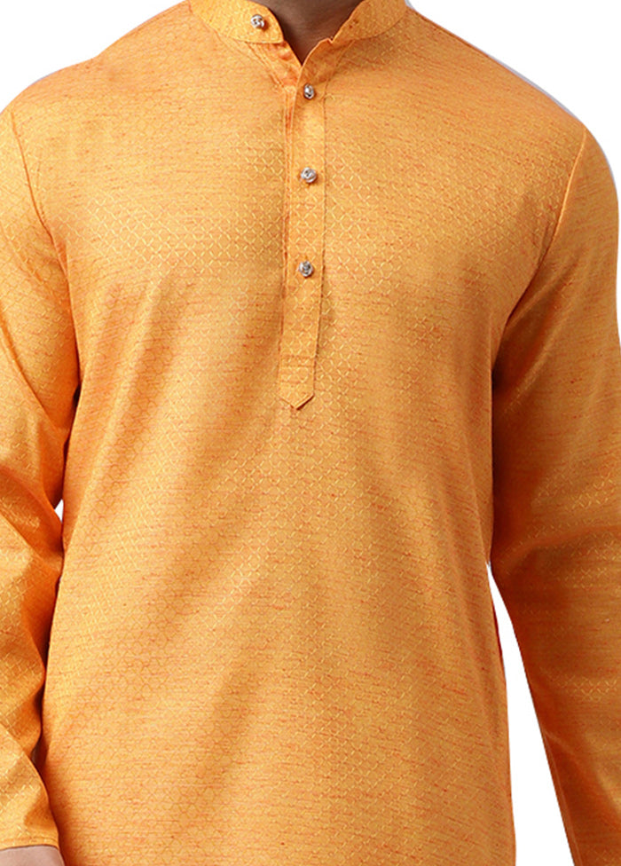 Orange Silk Jacquard Kurta