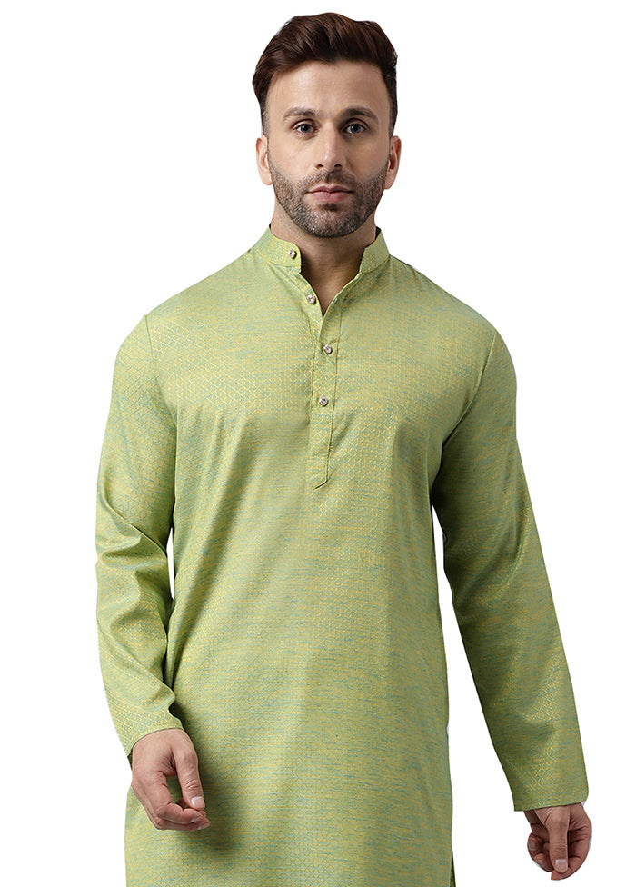 Pista Green Silk Jacquard Kurta