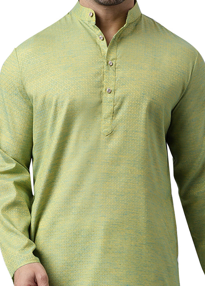 Pista Green Silk Jacquard Kurta